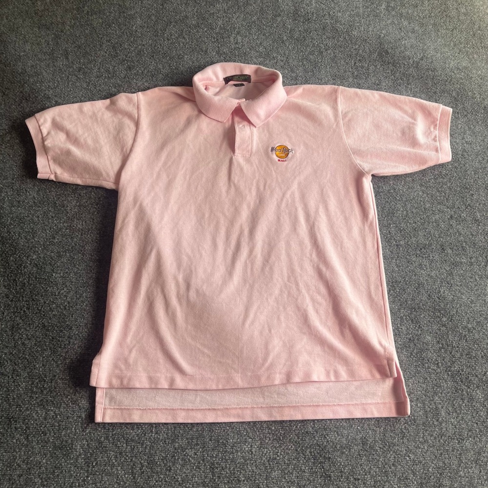 Cross Creek Vintage Hard Rock Cafe Maui Polo Shirt Pink Made in USA Mens Large